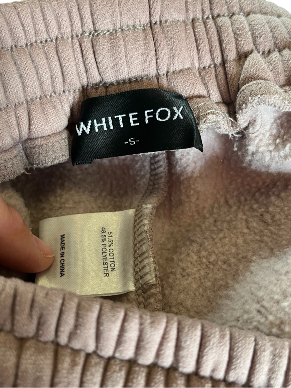 White Fox Offstage Sweatpants S Mauve Rosy Tan Oversized Cozy Lounge Athleisure - Picture 8 of 9